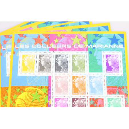 LOT DE 5 BLOCS N° F4409 LES COULEURS DE MARIANNE TIMBRES NEUFS** FACIALE 65.9€