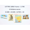 LOT DE 100 AFFRANCHISSEMENTS POUR LETTRES 100G FRANCE 4 TIMBRES -40% FACIALE LOT DE 100 AFFRANCHISSEMENTS POUR LETTRES 100G FRANCE 4 TIMBRES -40% FACIALE
