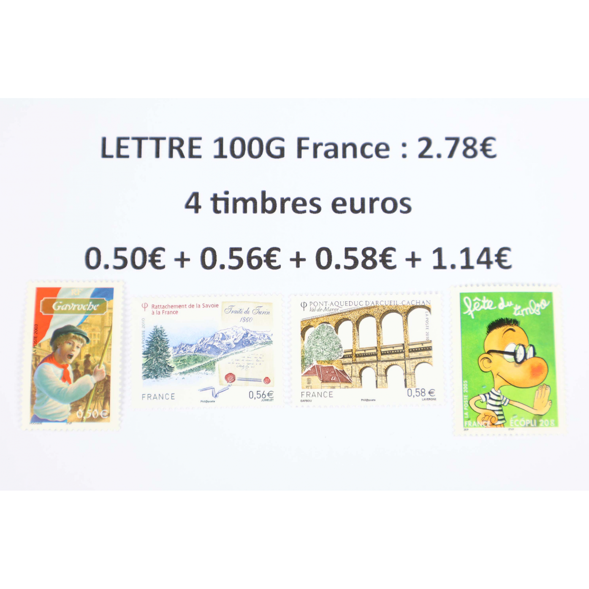 LOT DE 100 AFFRANCHISSEMENTS POUR LETTRES 100G FRANCE 4 TIMBRES -40% FACIALE LOT DE 100 AFFRANCHISSEMENTS POUR LETTRES 100G FRANCE 4 TIMBRES -40% FACIALE