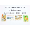 LOT DE 100 AFFRANCHISSEMENTS POUR LETTRES 100G FRANCE 4 TIMBRES -40% FACIALE LOT DE 100 AFFRANCHISSEMENTS POUR LETTRES 100G FRANCE 4 TIMBRES -40% FACIALE