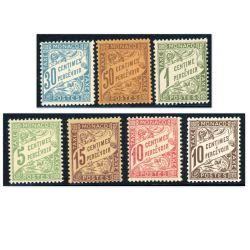 MONACO SÉRIE TIMBRES TAXE N° 1 À 7, NEUFS** SIGNÉS EXPERT CHEZ BRUN COTE 1228€