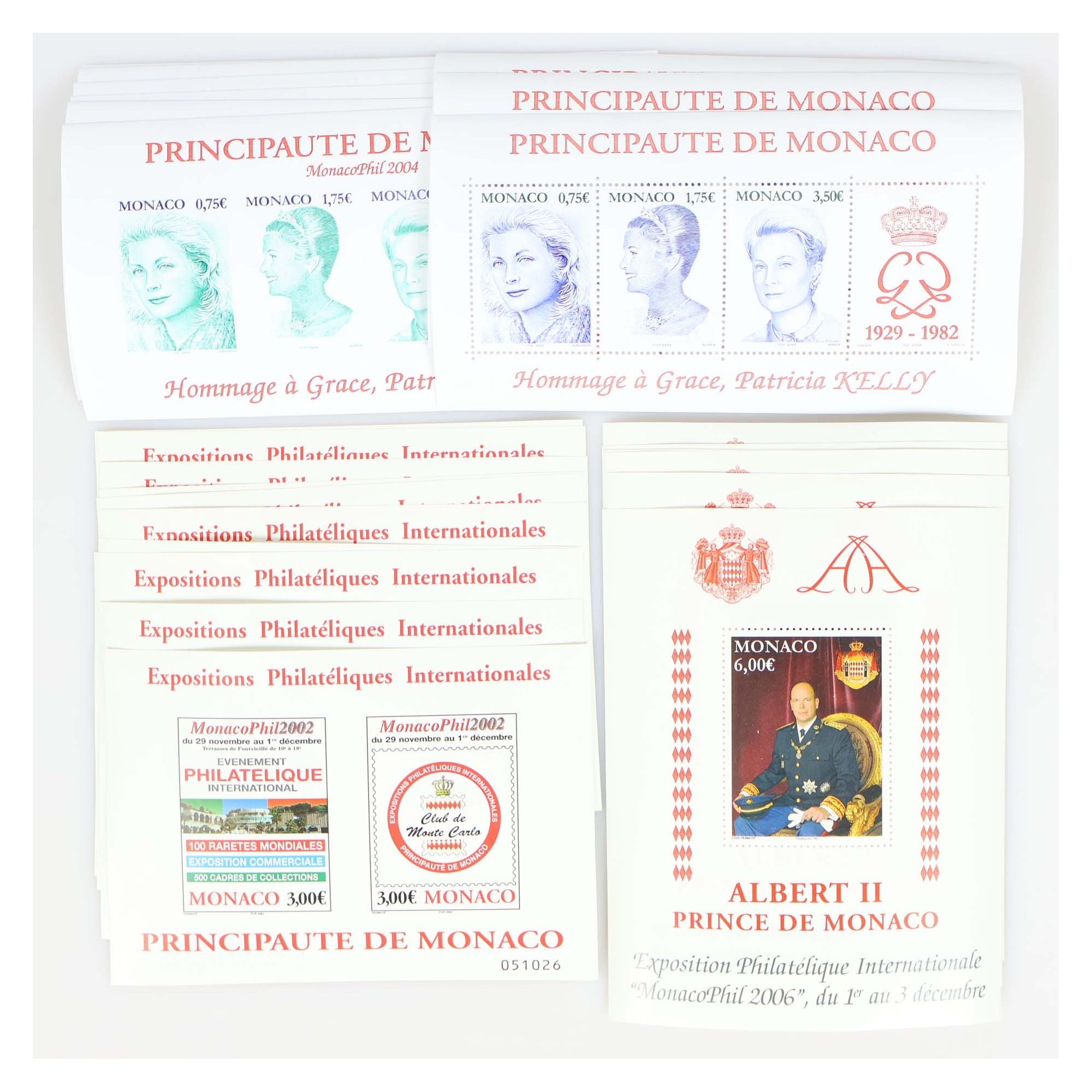 MONACO LOT DE 28 BLOCS DE 6€ N° 88/89/90/92 TIMBRES NEUFS** VALEUR FACIALE 168€