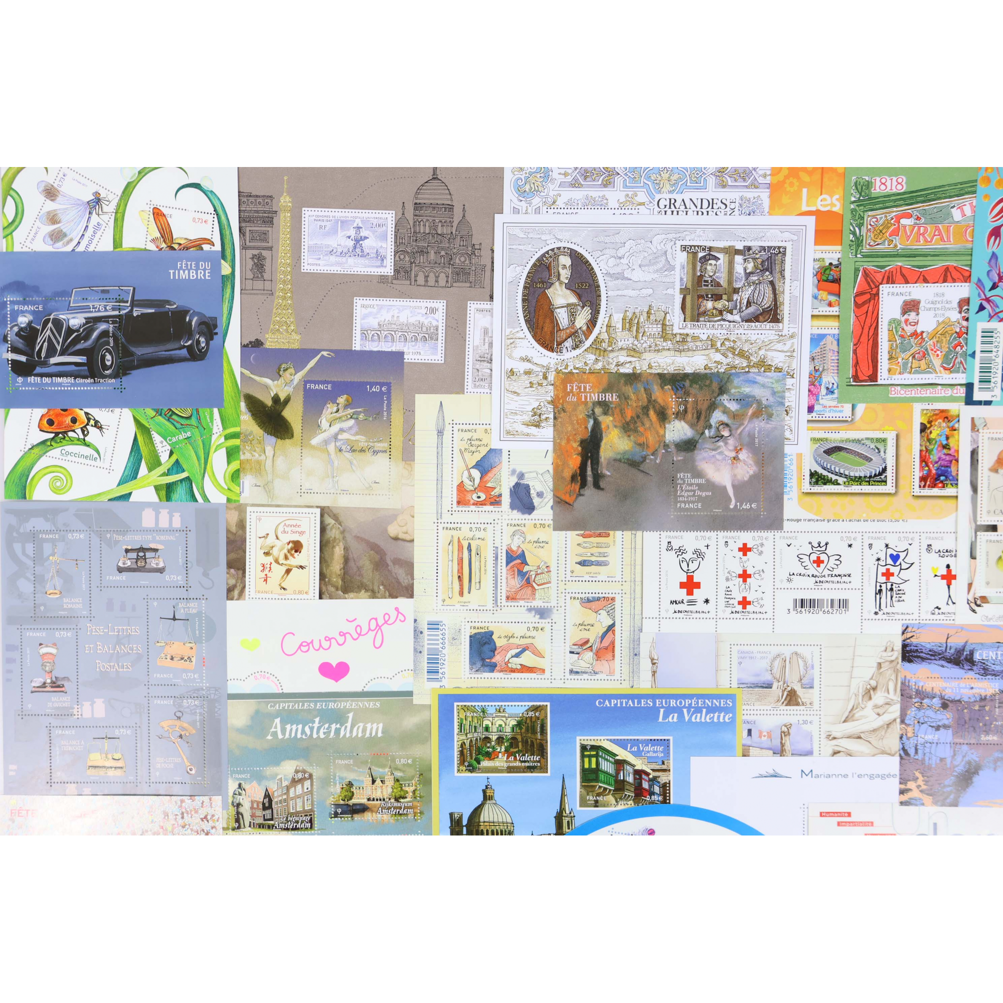 FRANCE, LOT DE BLOCS DE 2016 A 2019 TIMBRES NEUFS**, VALEUR FACIALE 163 EUROS
