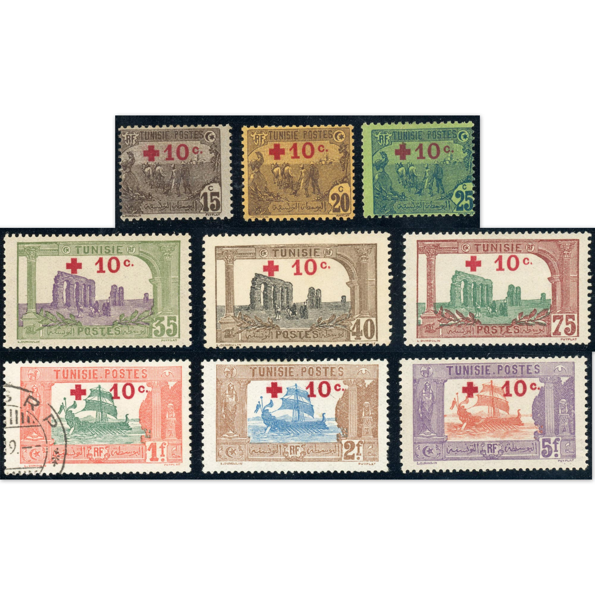 COLONIE TUNISIE SÉRIE N° 50 A 58 TIMBRES NEUFS* - COTE 355 EUROS - ANNÉE 1916