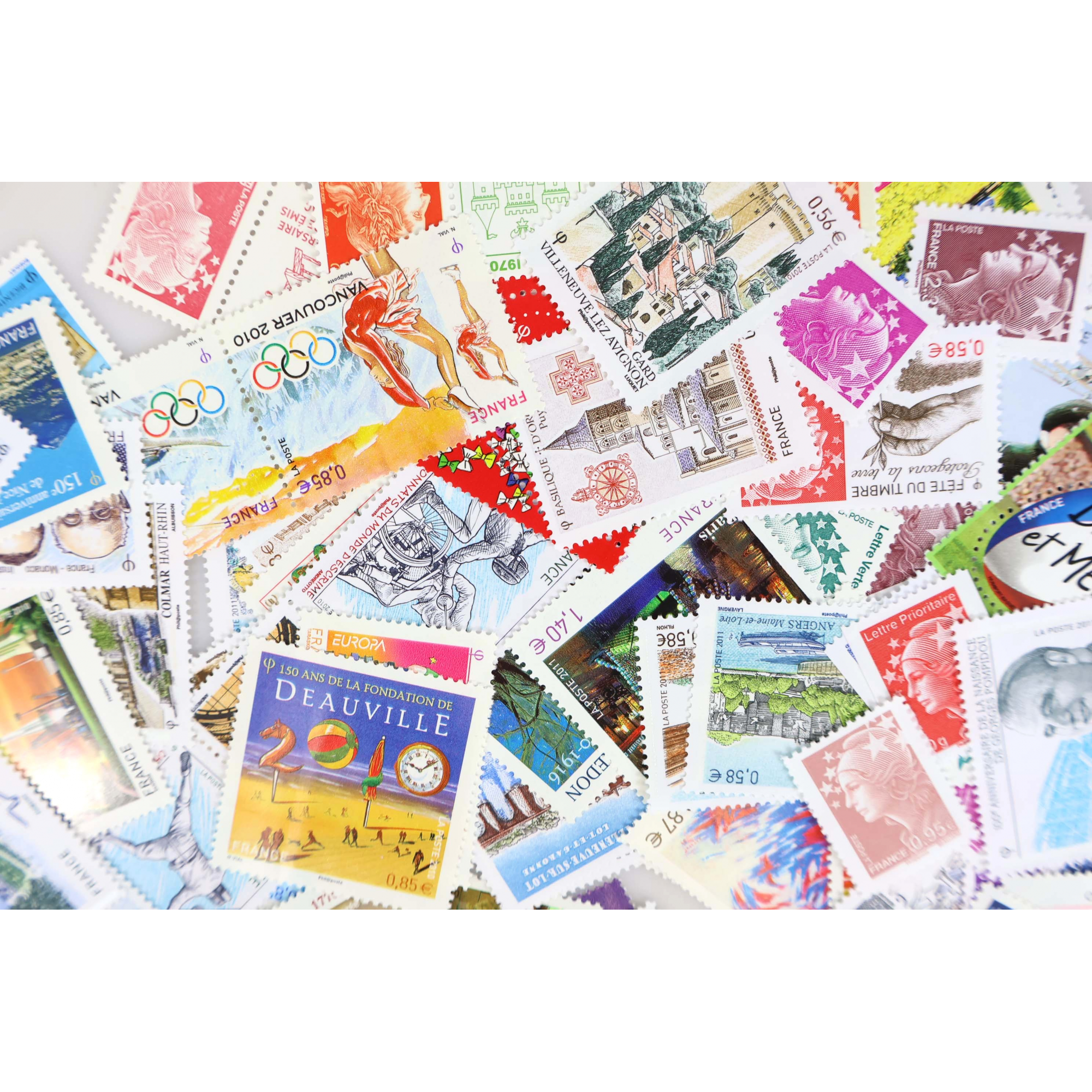 FRANCE LOT DE TIMBRES POSTE EN EUROS 2010-2011 NEUFS** VALEUR FACIALE 91 EUROS
