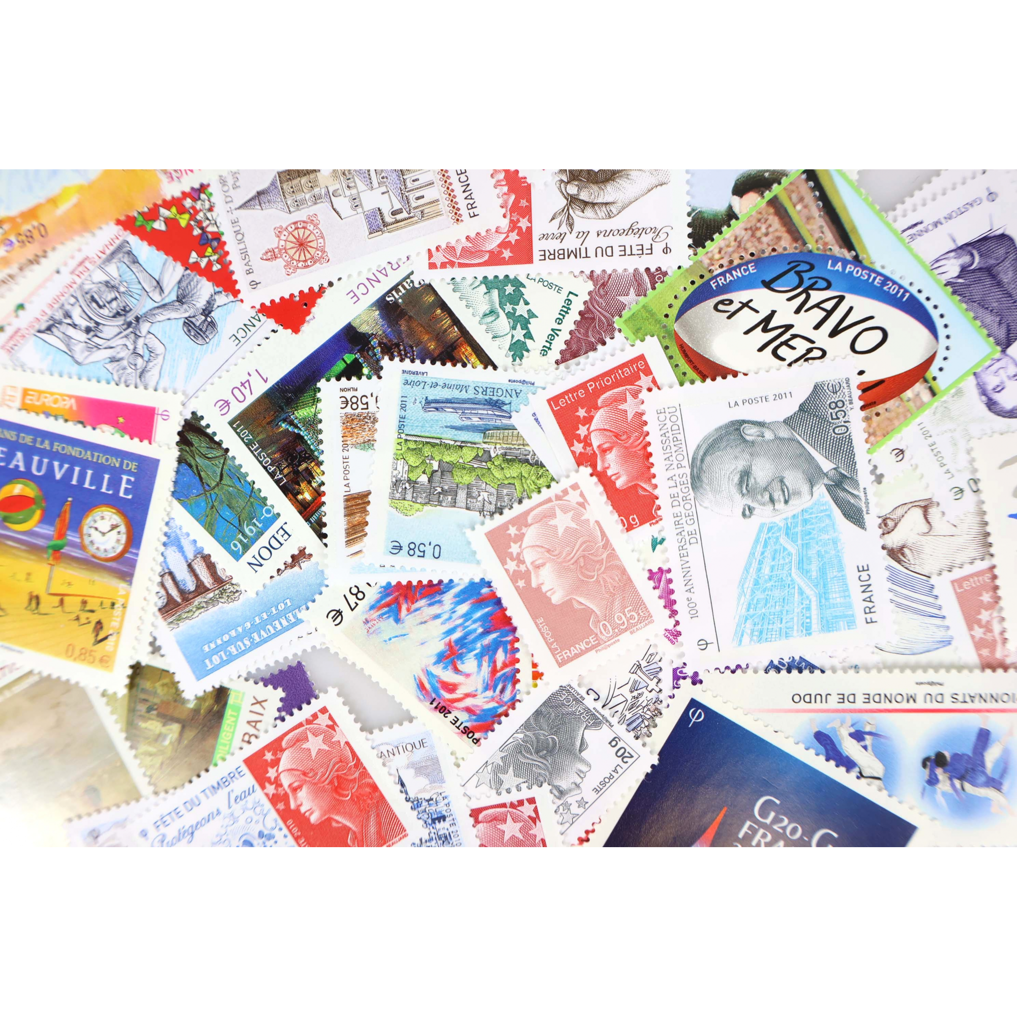 FRANCE LOT DE TIMBRES POSTE EN EUROS 2010-2011 NEUFS** VALEUR FACIALE 91 EUROS