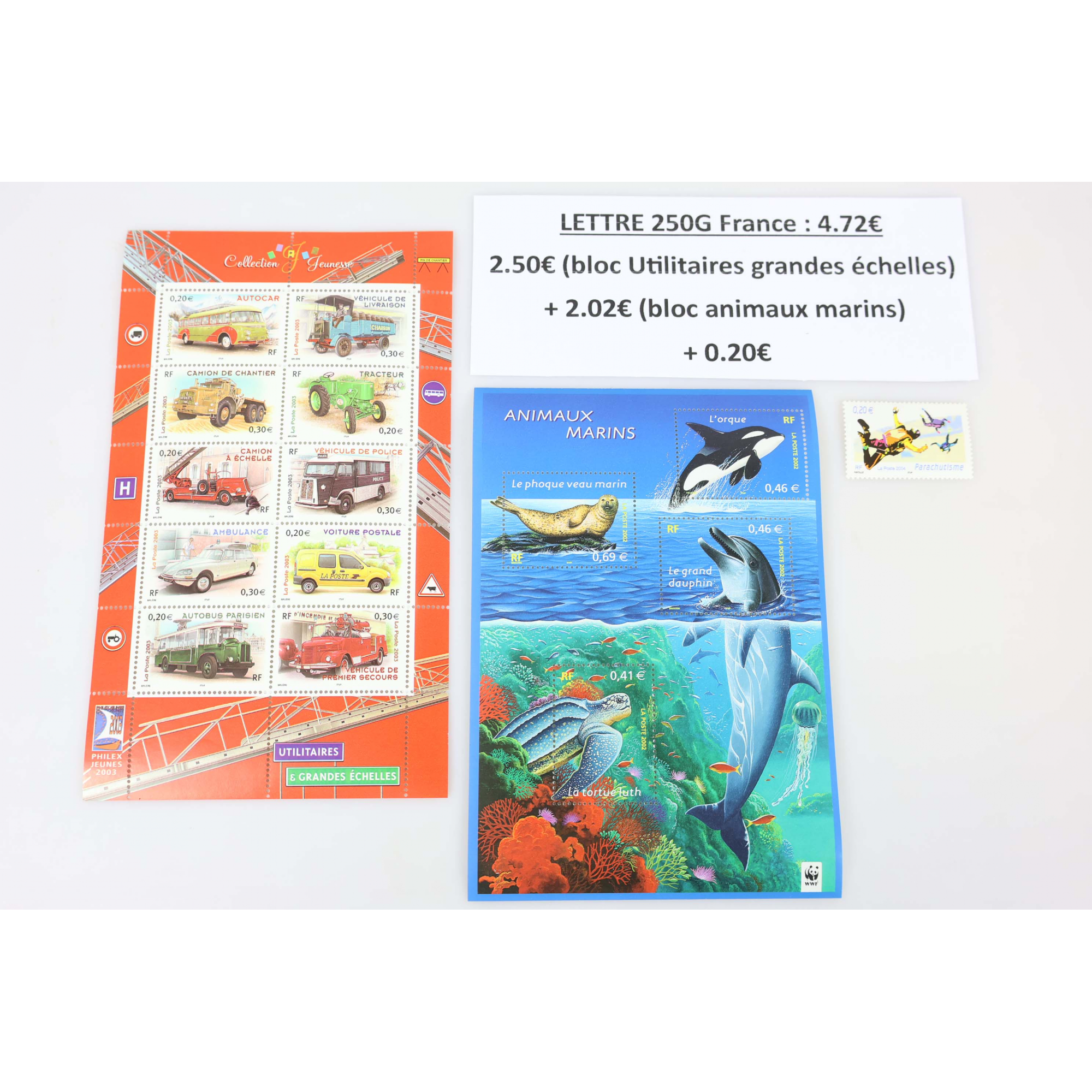 LOT DE 20 AFFRANCHISSEMENTS POUR LETTRES 250G FRANCE TIMBRES EUROS -35% FACIALE