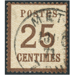 FRANCE TIMBRE ALSACE-LORRAINE N° 7 OBLITÉRÉ SIGNÉ BRUN 1870-71