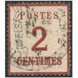 FRANCE TIMBRE ALSACE-LORRAINE N° 2 OBLITÉRÉ SIGNÉ BRUN 1870-71