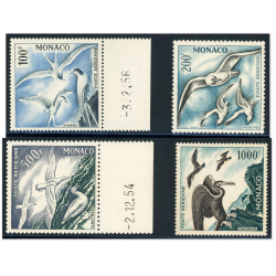 MONACO POSTE AÉRIENNE SÉRIE OISEAUX N° 55 À 58 TIMBRES NEUFS SANS CHARNIÈRE 1955