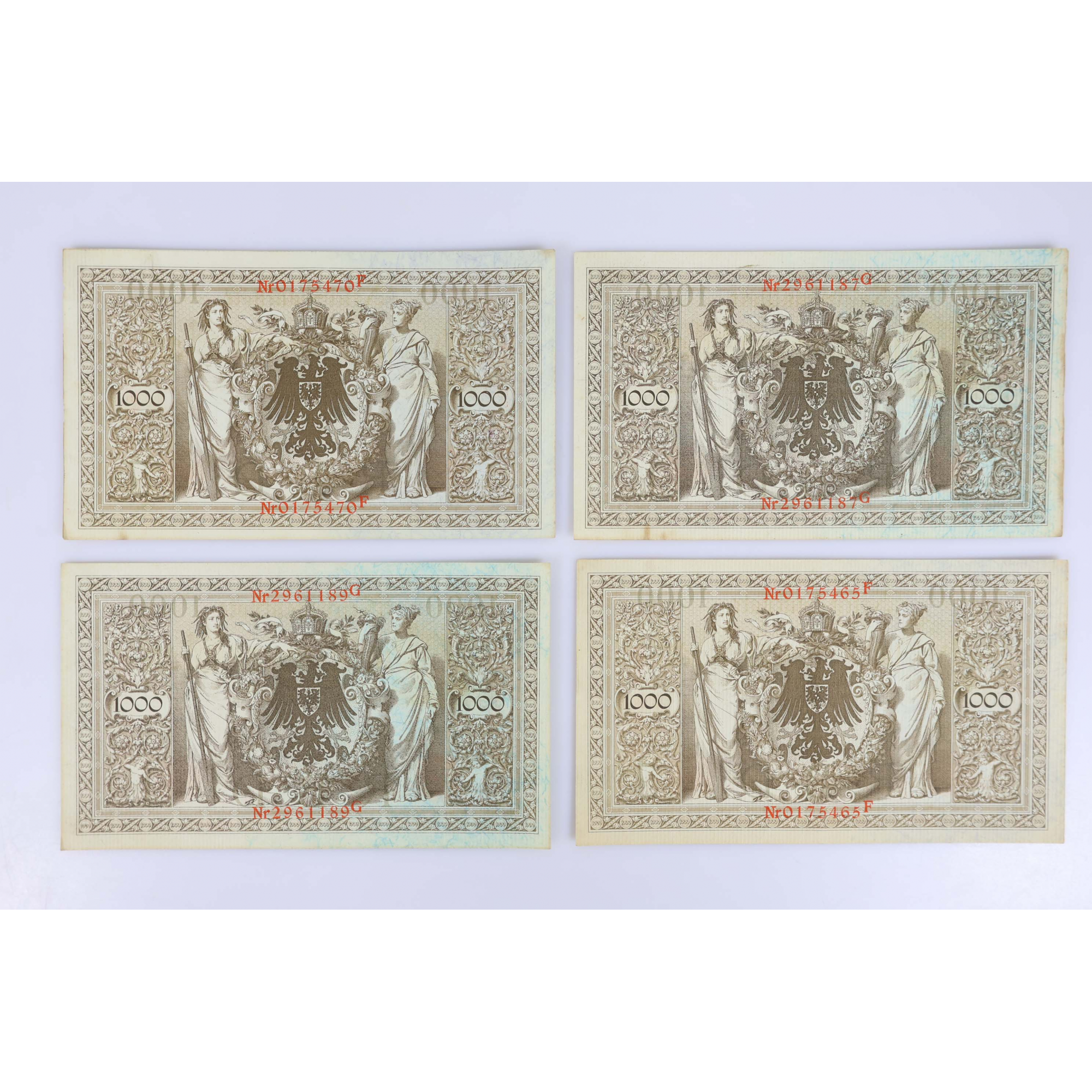 LOT DE COLLECTION 8 ANCIENS BILLETS DE BANQUE 1000 MARK ALLEMAGNE 21 AVRIL 1910
