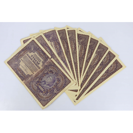 LOT DE COLLECTION DE 10 ANCIENS BILLETS DE BANQUE 1000 MAREK POLOGNE 1919