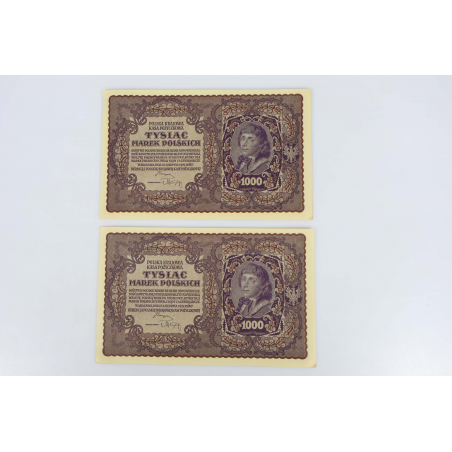 LOT DE COLLECTION DE 10 ANCIENS BILLETS DE BANQUE 1000 MAREK POLOGNE 1919