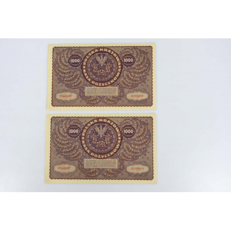 LOT DE COLLECTION DE 10 ANCIENS BILLETS DE BANQUE 1000 MAREK POLOGNE 1919