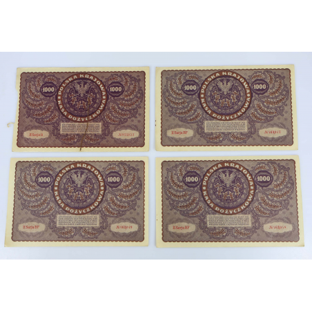LOT DE COLLECTION DE 10 ANCIENS BILLETS DE BANQUE 1000 MAREK POLOGNE 1919