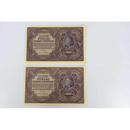 LOT DE COLLECTION DE 10 ANCIENS BILLETS DE BANQUE 1000 MAREK POLOGNE 1919