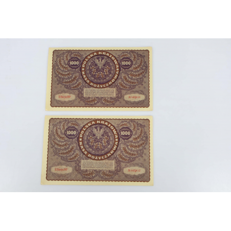 LOT DE COLLECTION DE 10 ANCIENS BILLETS DE BANQUE 1000 MAREK POLOGNE 1919