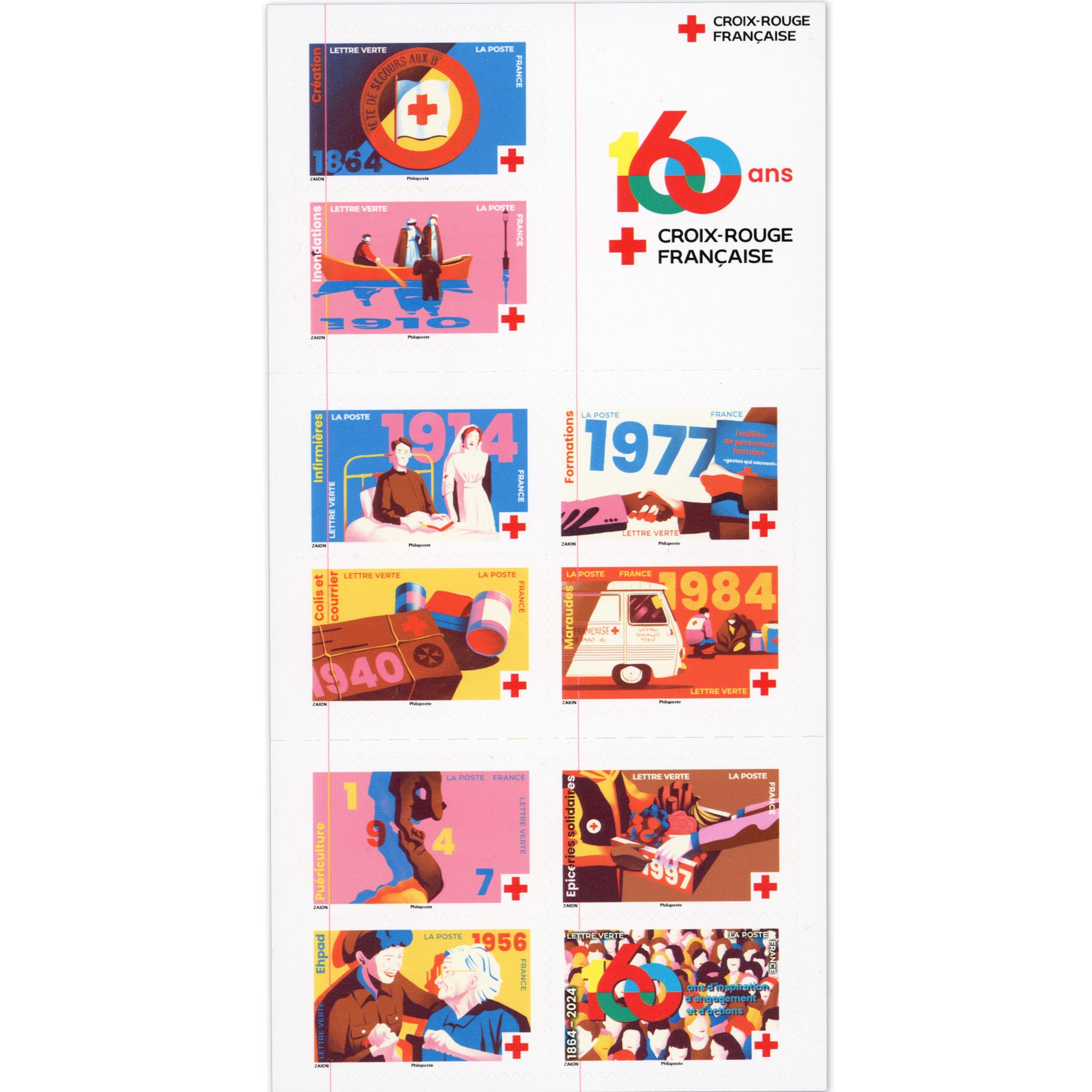 FRANCE CARNET BC2413 DE TIMBRES CROIX-ROUGE 10 LETTRES 20g POUR AFFRANCHIR - 2024