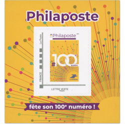 FRANCE, TIMBRE COLLECTOR PHILAPOSTE FÊTE SON 100e NUMÉRO, LETTRE VERTE VALIDITÉ PERMANENTE