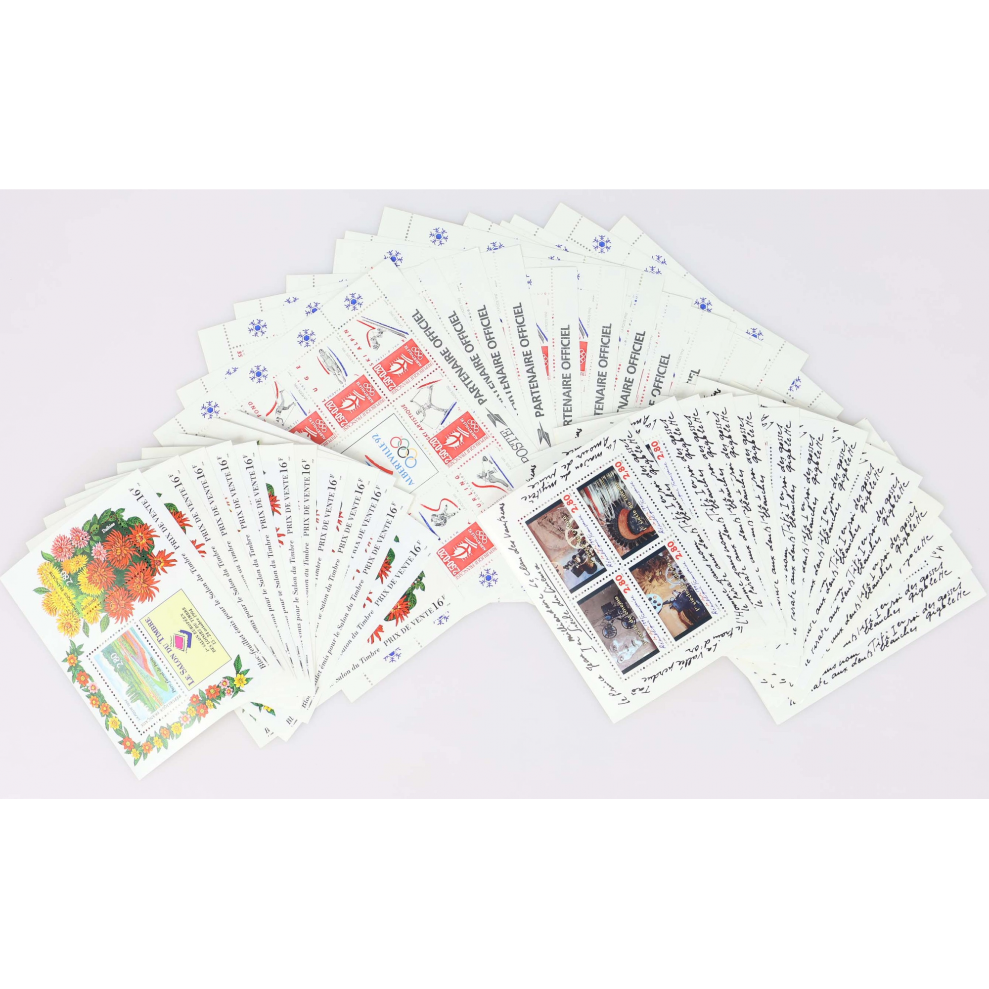 FRANCE, LOT DE 100 EUROS DE FACIALE BLOCS/FEUILLETS EN FRANCS, TIMBRES NEUFS**