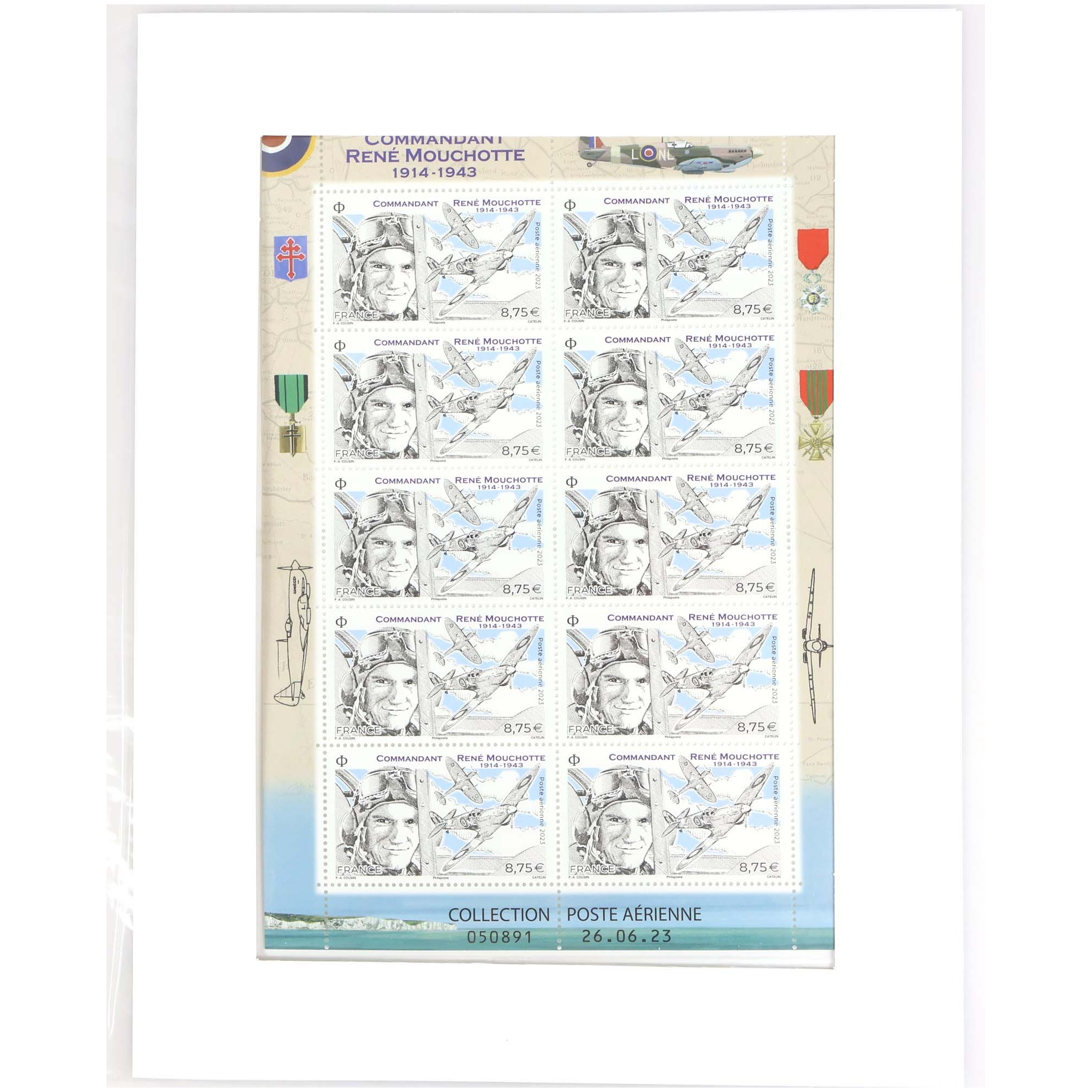 FRANCE, FEUILLE COLLECTOR F95a "COMMANDANT MOUCHOTTE" POSTE AERIENNE NEUF** 2023