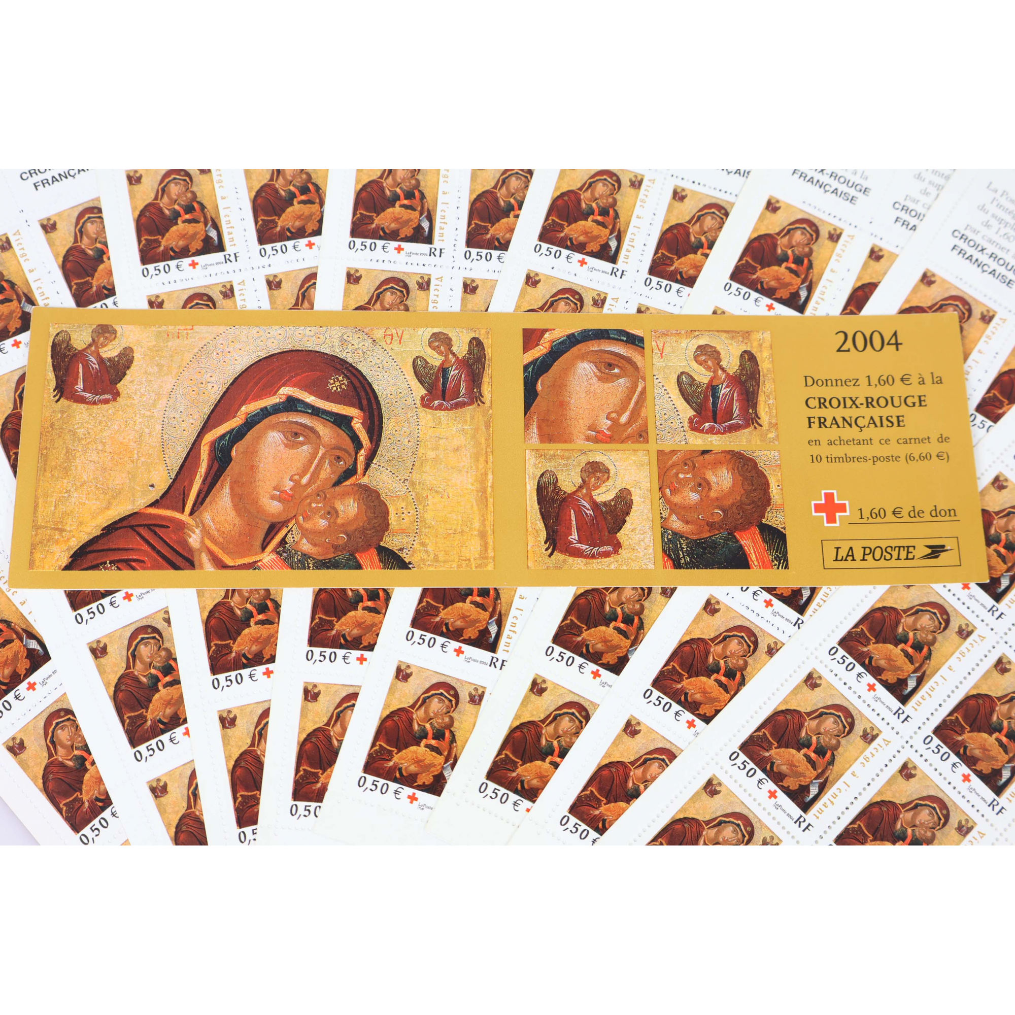 LOT 15 CARNETS CROIX ROUGE BC2053 VIERGE TIMBRES NEUFS** 0.50€ X 10 FACIALE 75€