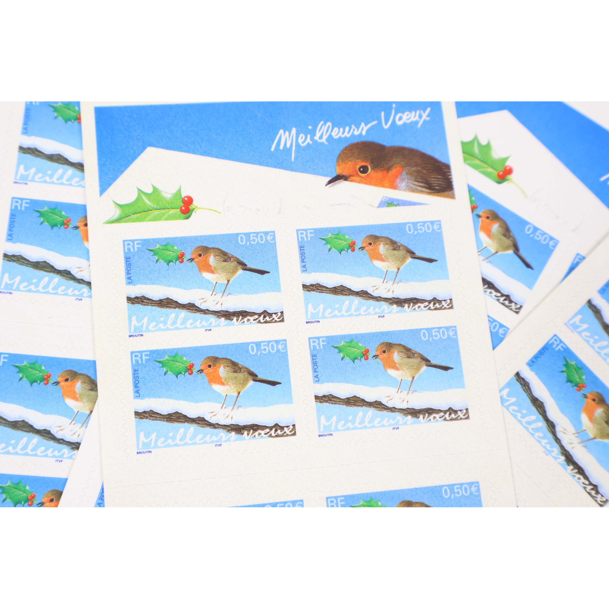 LOT 15 CARNETS AUTOADHÉSIFS BC37 ROUGE GORGE TIMBRES NEUFS 0.50€ X10 FACIALE 75€