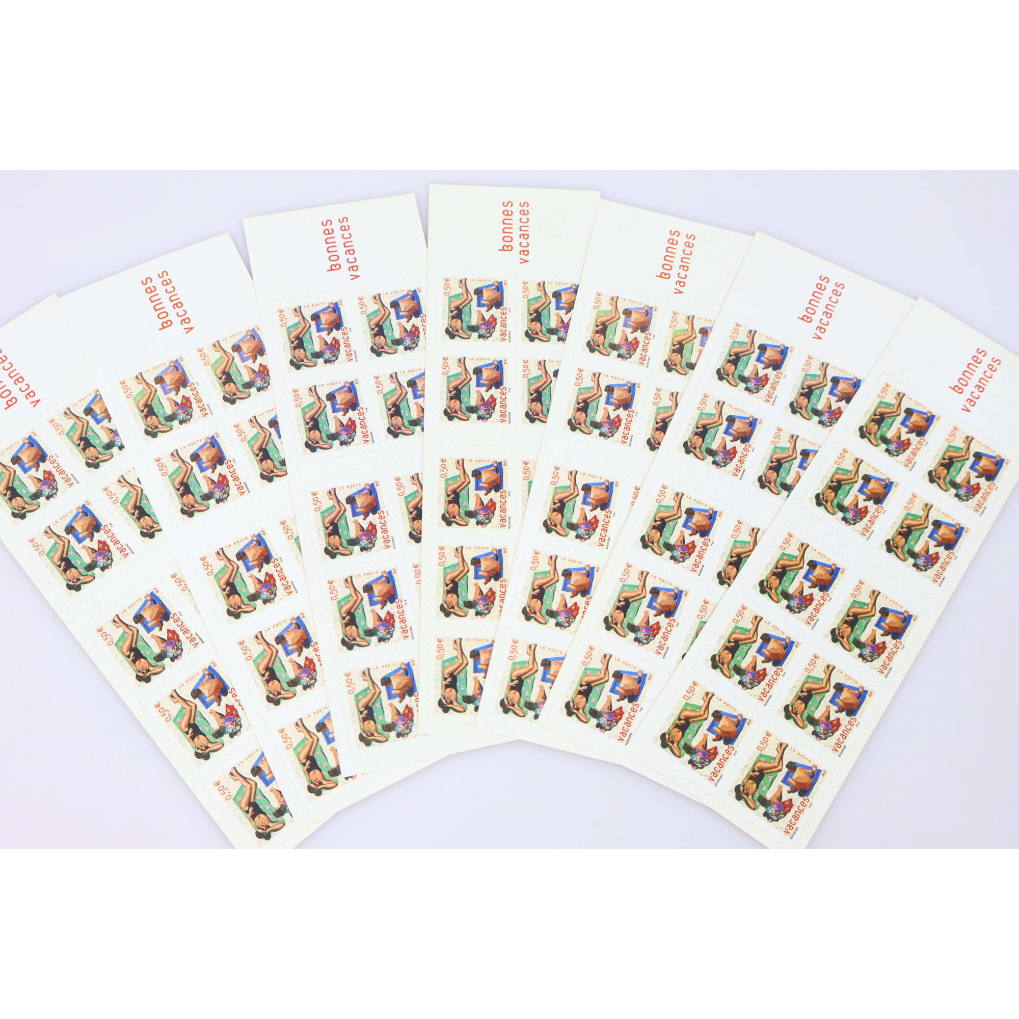 LOT 30 CARNETS AUTOADHÉSIFS BC35 VACANCES TIMBRES NEUFS** 0.50€ X10 FACIALE 150€