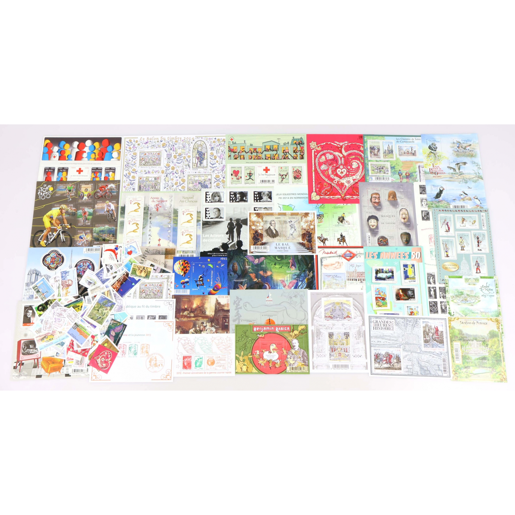 FRANCE LOT DE TIMBRES ET BLOCS/FEUILLETS EN EUROS NEUFS** DE 2012 À 2014 VF 208€