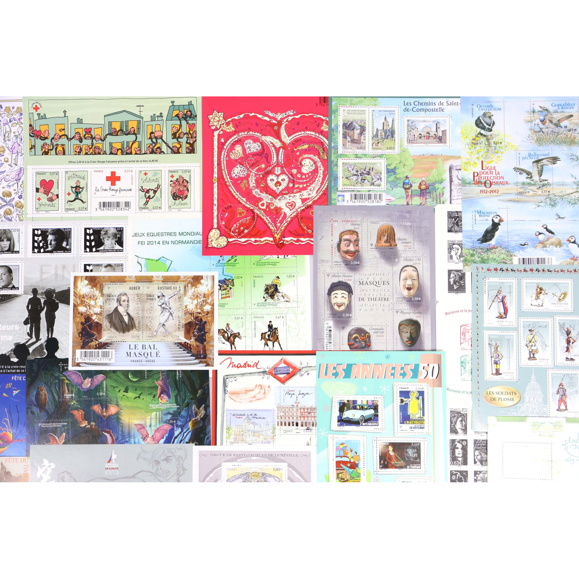 FRANCE LOT DE TIMBRES ET BLOCS/FEUILLETS EN EUROS NEUFS** DE 2012 À 2014 VF 208€
