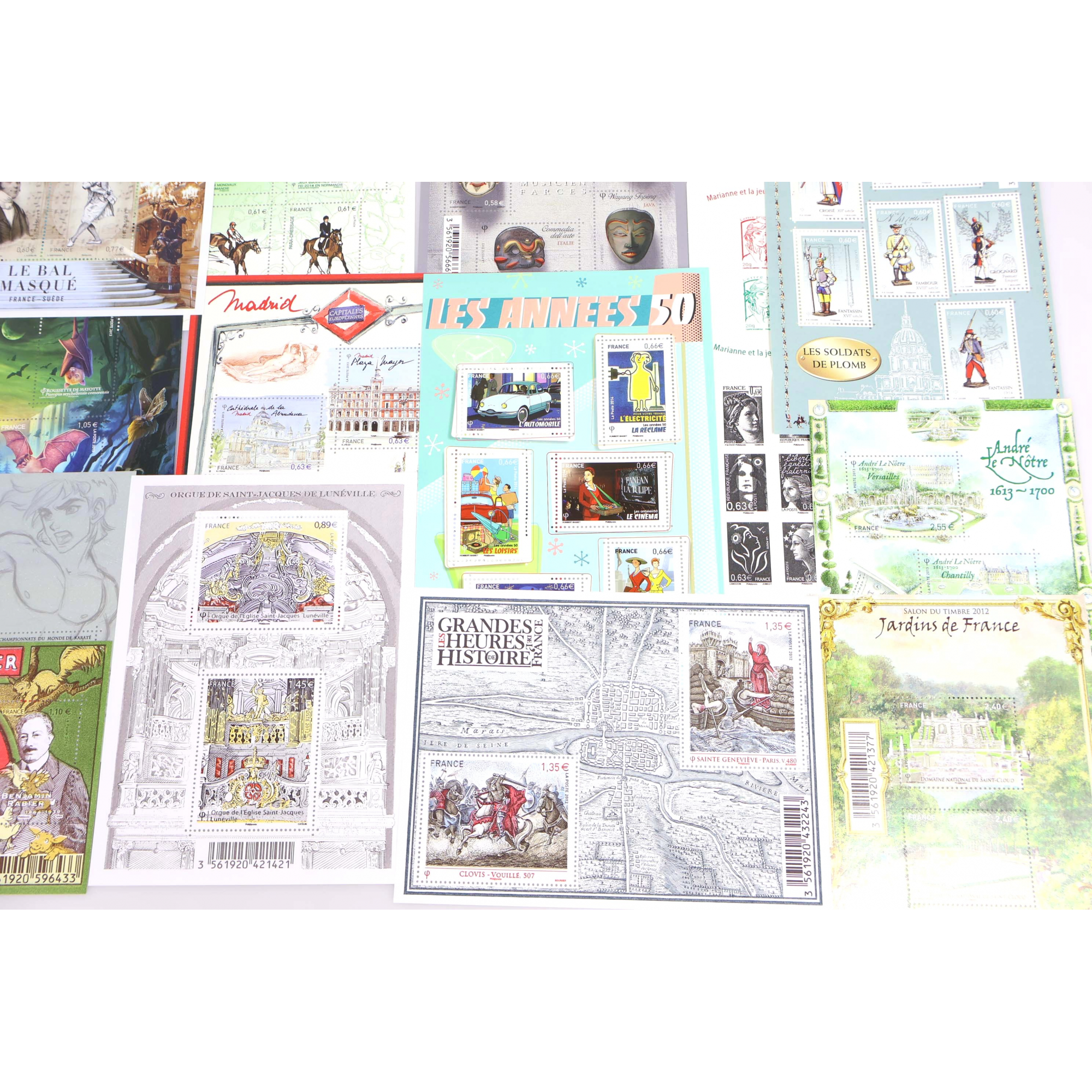 FRANCE LOT DE TIMBRES ET BLOCS/FEUILLETS EN EUROS NEUFS** DE 2012 À 2014 VF 208€