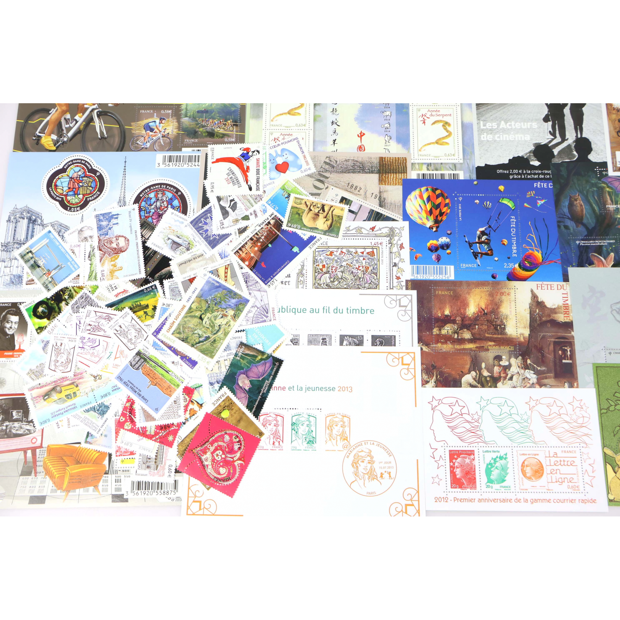 FRANCE LOT DE TIMBRES ET BLOCS/FEUILLETS EN EUROS NEUFS** DE 2012 À 2014 VF 208€