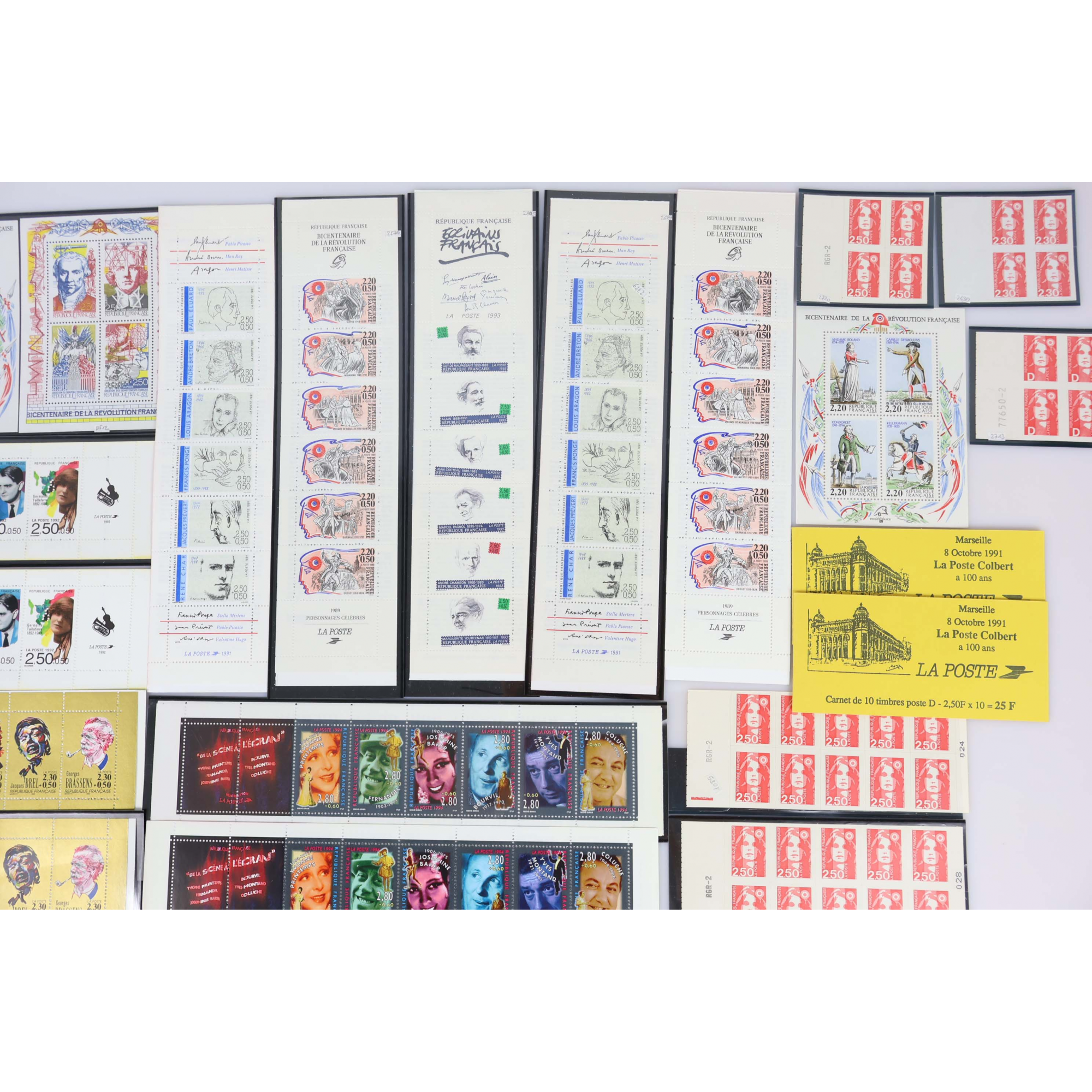 FRANCE, LOT VARIÉ DE BLOCS/CARNETS EN FRANCS TIMBRES NEUFS** FACIALE 616 FFr