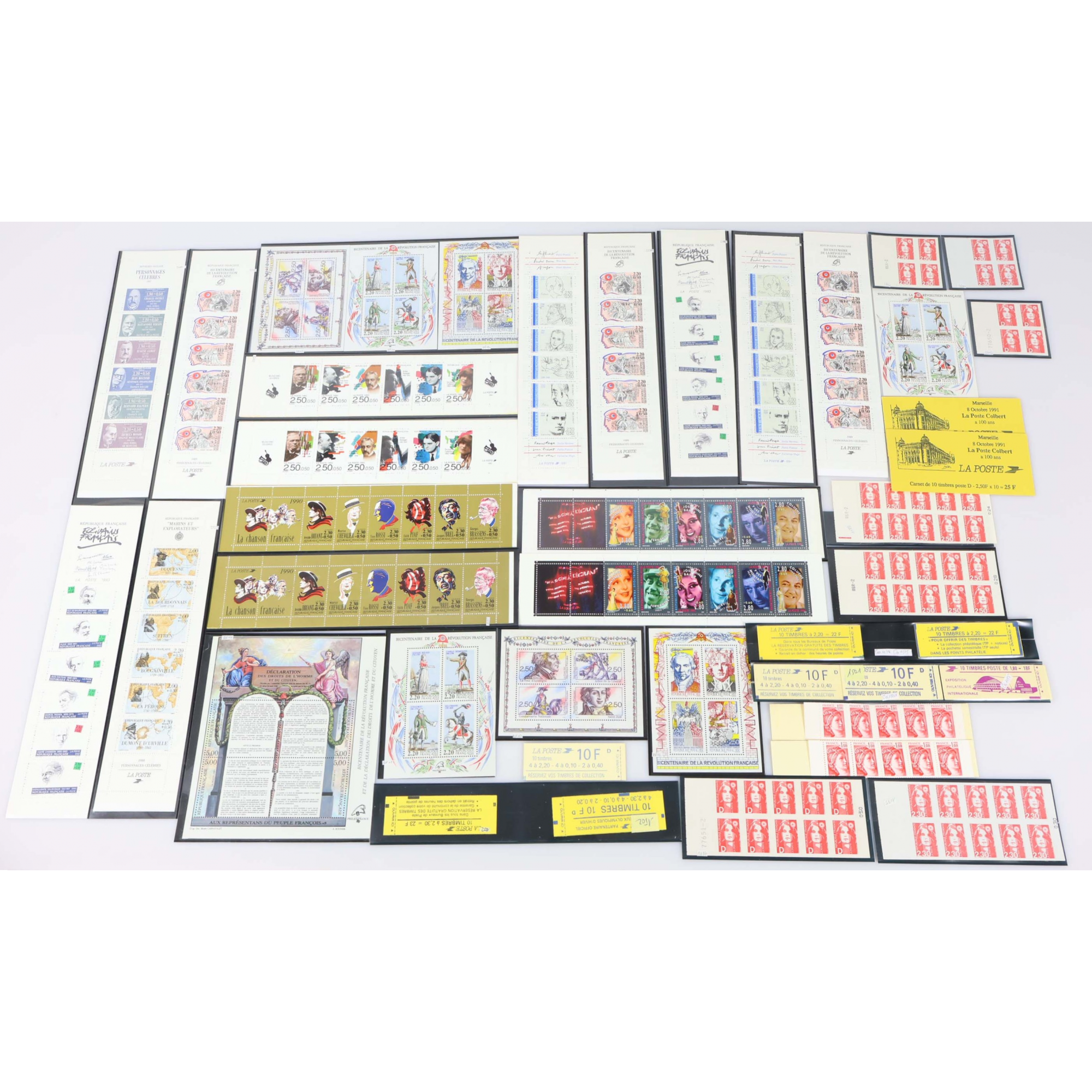 FRANCE, LOT VARIÉ DE BLOCS/CARNETS EN FRANCS TIMBRES NEUFS** FACIALE 616 FFr