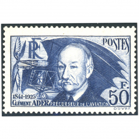FRANCE, "CLÉMENT ADER" N° 398 TIMBRE NEUF SANS CHARNIÈRE ANNÉE 1938 SIGNÉ CALVES