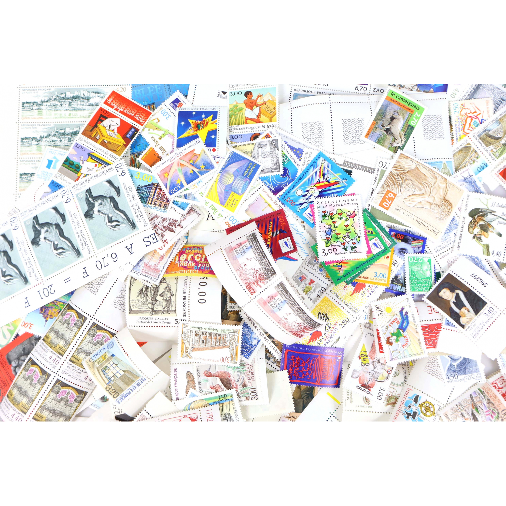 LOT TIMBRES EN FRANCS POUR AFFRANCHIR NEUFS**, VALEUR FACIALE 1122FFR
