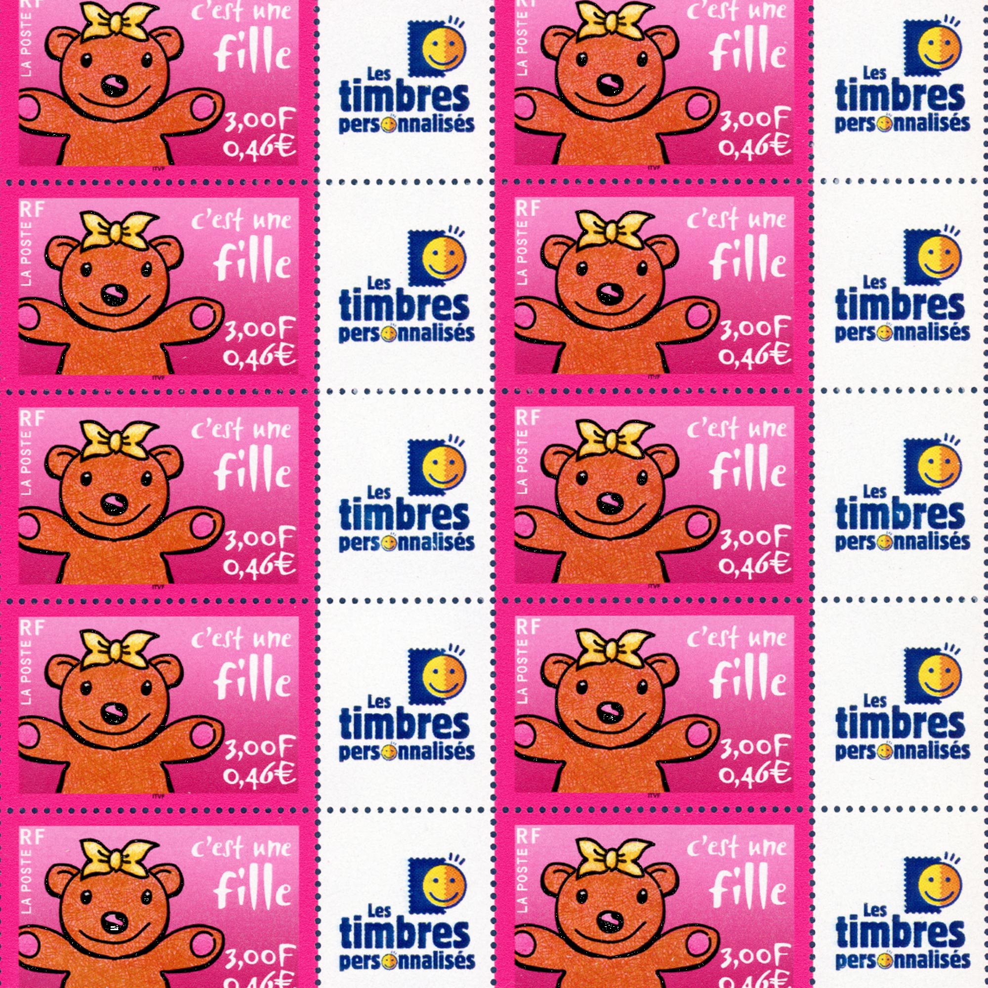 FEUILLE FRANCE F3432Aa HELIO TIMBRES PERSOS "C'EST UNE FILLE" TIMBRES PERSOS