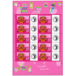 FEUILLE FRANCE F3432Aa HELIO TIMBRES PERSOS "C'EST UNE FILLE" VIGNETTE CERES
