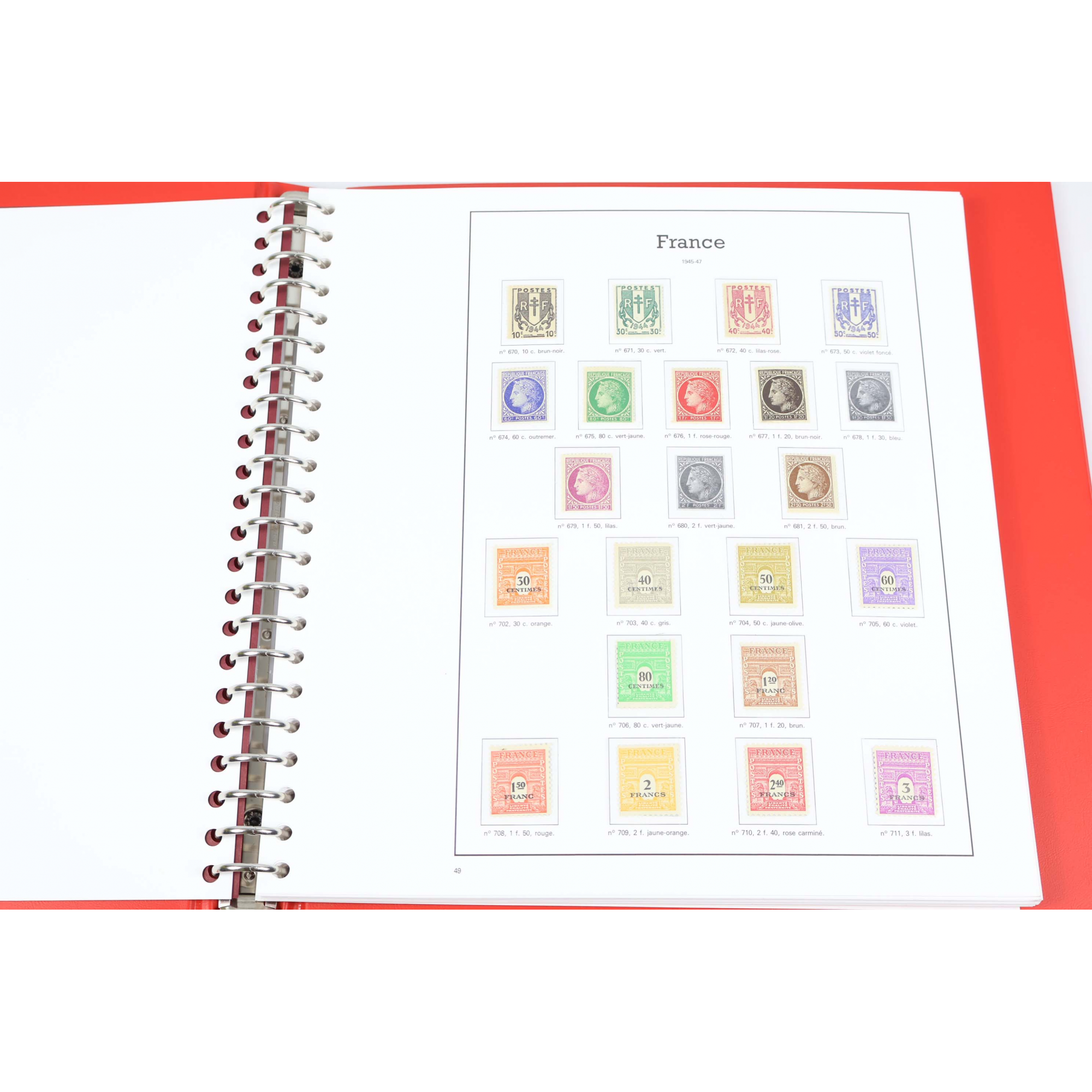 CLASSEUR HAUT DE GAMME YT 1945 À 1959 PAGINATION COMPLÈTE AVEC TIMBRES