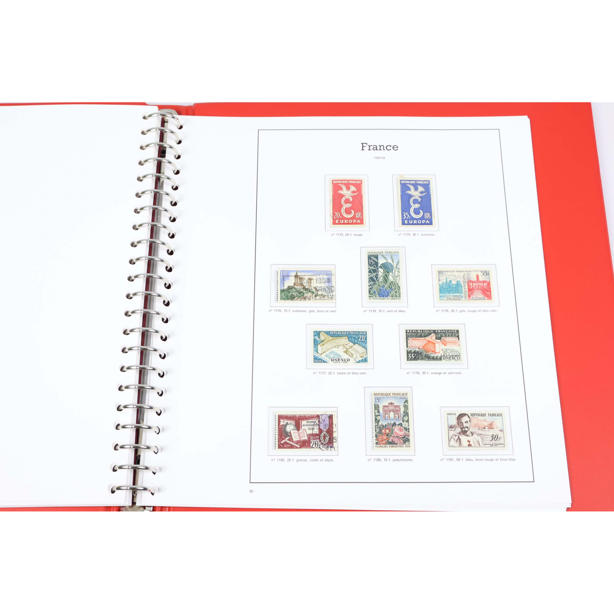 CLASSEUR HAUT DE GAMME YT 1945 À 1959 PAGINATION COMPLÈTE AVEC TIMBRES