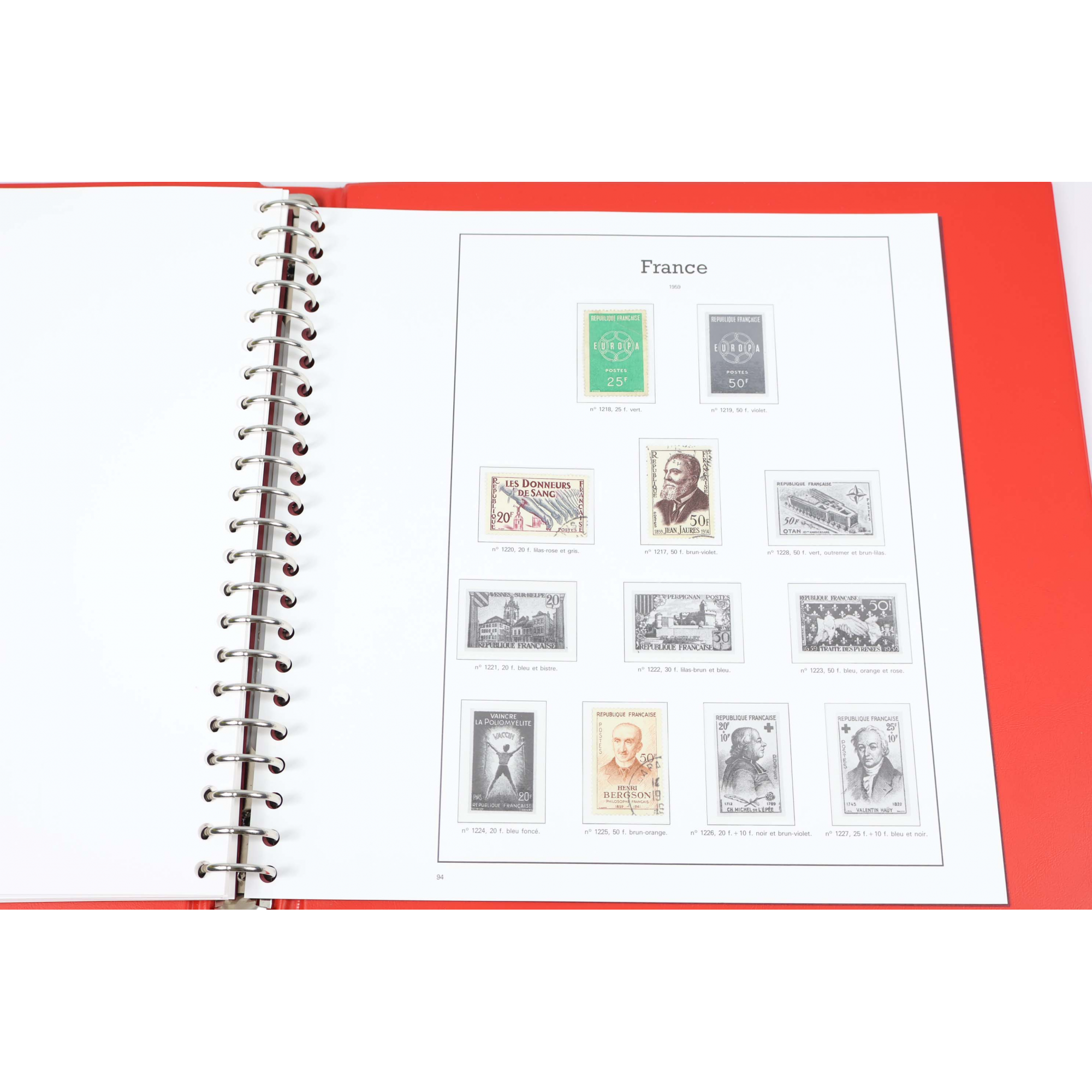 CLASSEUR HAUT DE GAMME YT 1945 À 1959 PAGINATION COMPLÈTE AVEC TIMBRES