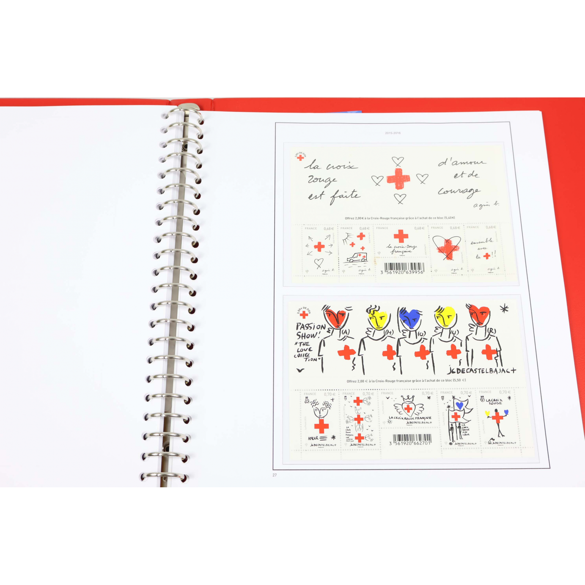 CLASSEUR HAUT DE GAMME YT AVEC CARNETS ET BLOCS CROIX-ROUGE TIMBRES NEUFS**