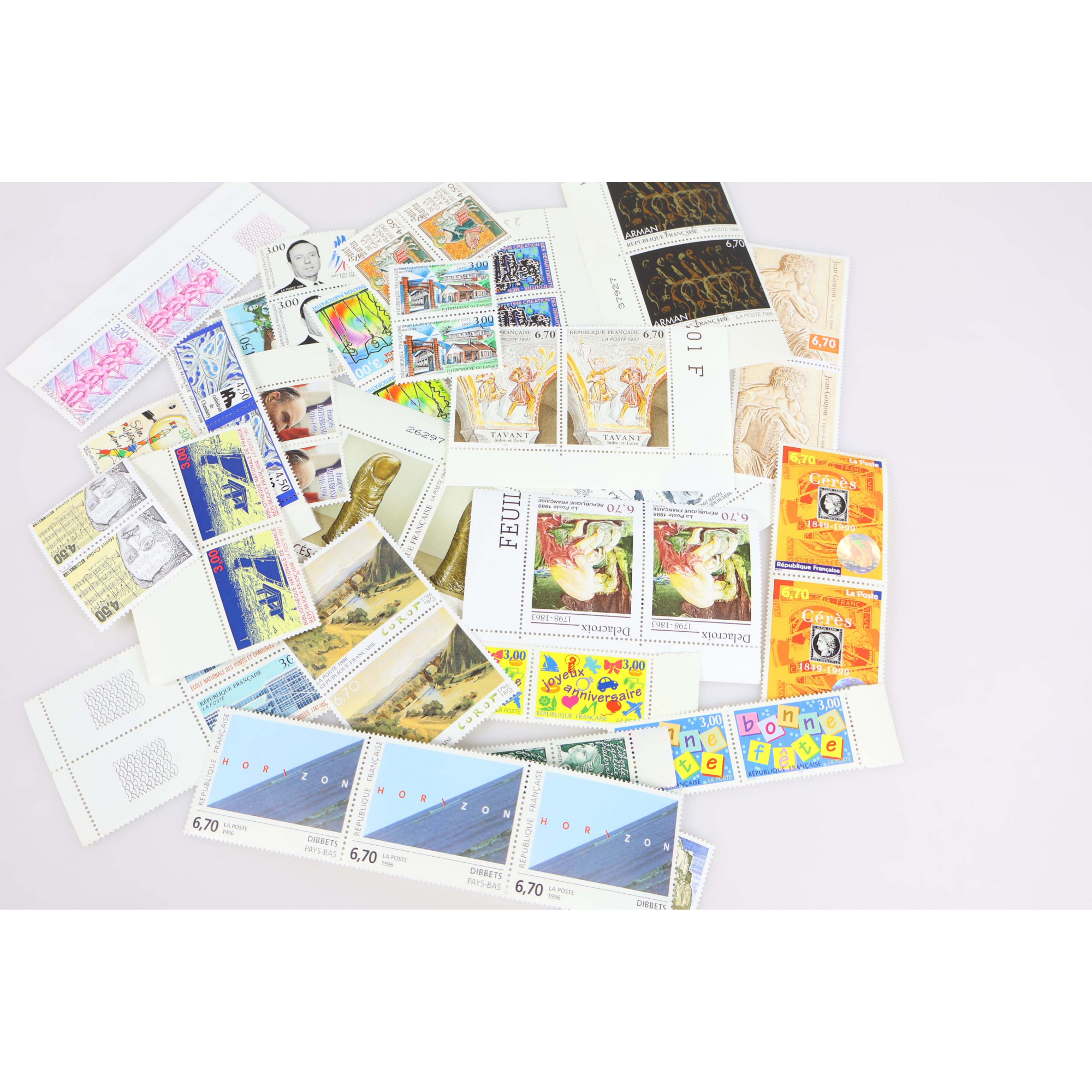 LOT EN FRANCS TIMBRES / FEUILLES / BLOCS / CARNETS VALEUR FACIALE 1021 FRANCS