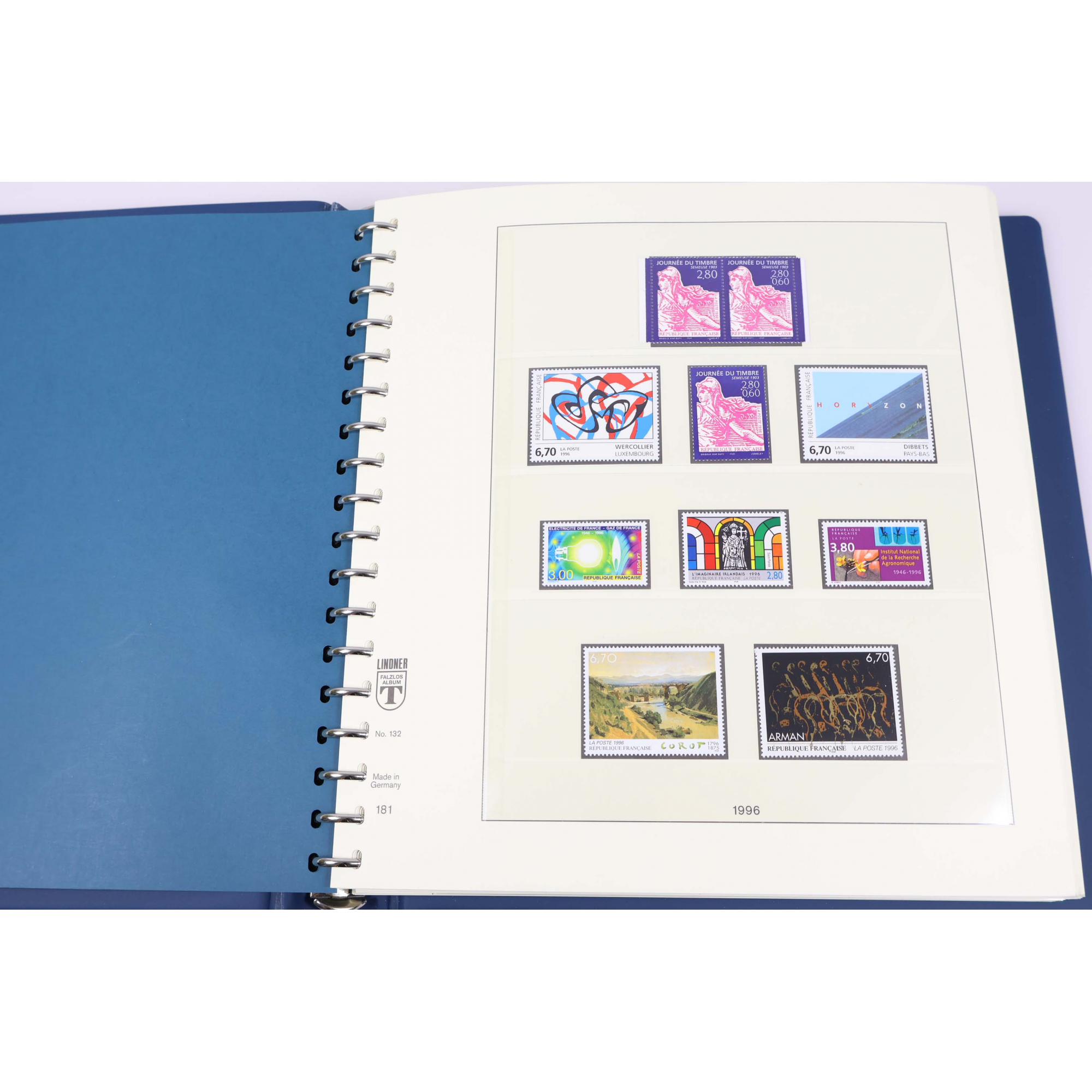 COLLECTION DE TIMBRES DE FRANCE NEUFS COMPLÈTE 1996 A 2001 CLASSEUR LUXE LINDNER