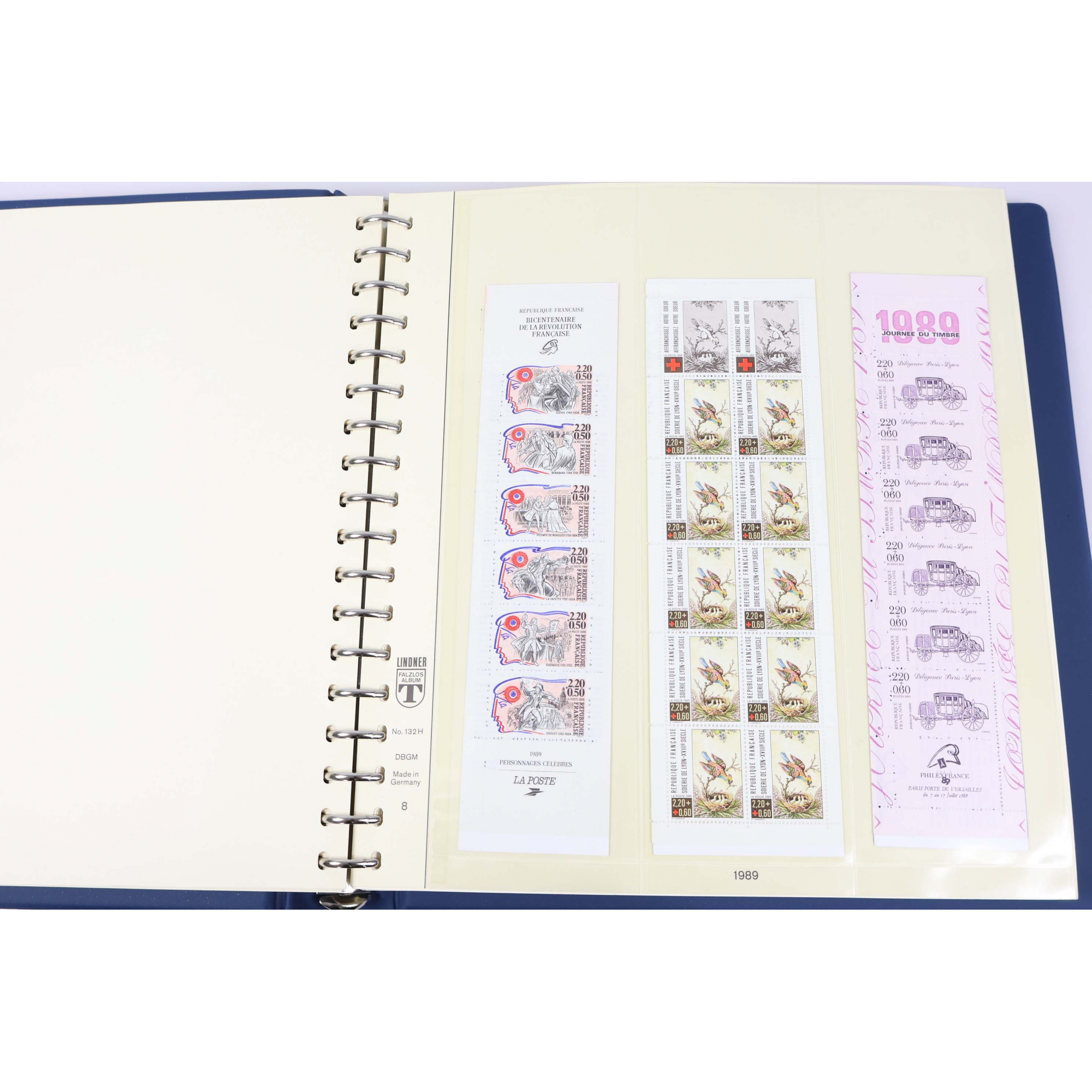 COLLECTION DE TIMBRES DE FRANCE NEUFS** ANNÉES 1989 A 1995 CLASSEUR LUXE LINDNER