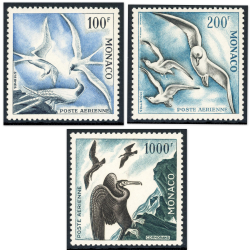 MONACO POSTE AÉRIENNE N° 66 A 68 OISEAUX DE MER DENTELÉS 13 TIMBRES NEUFS** 1957