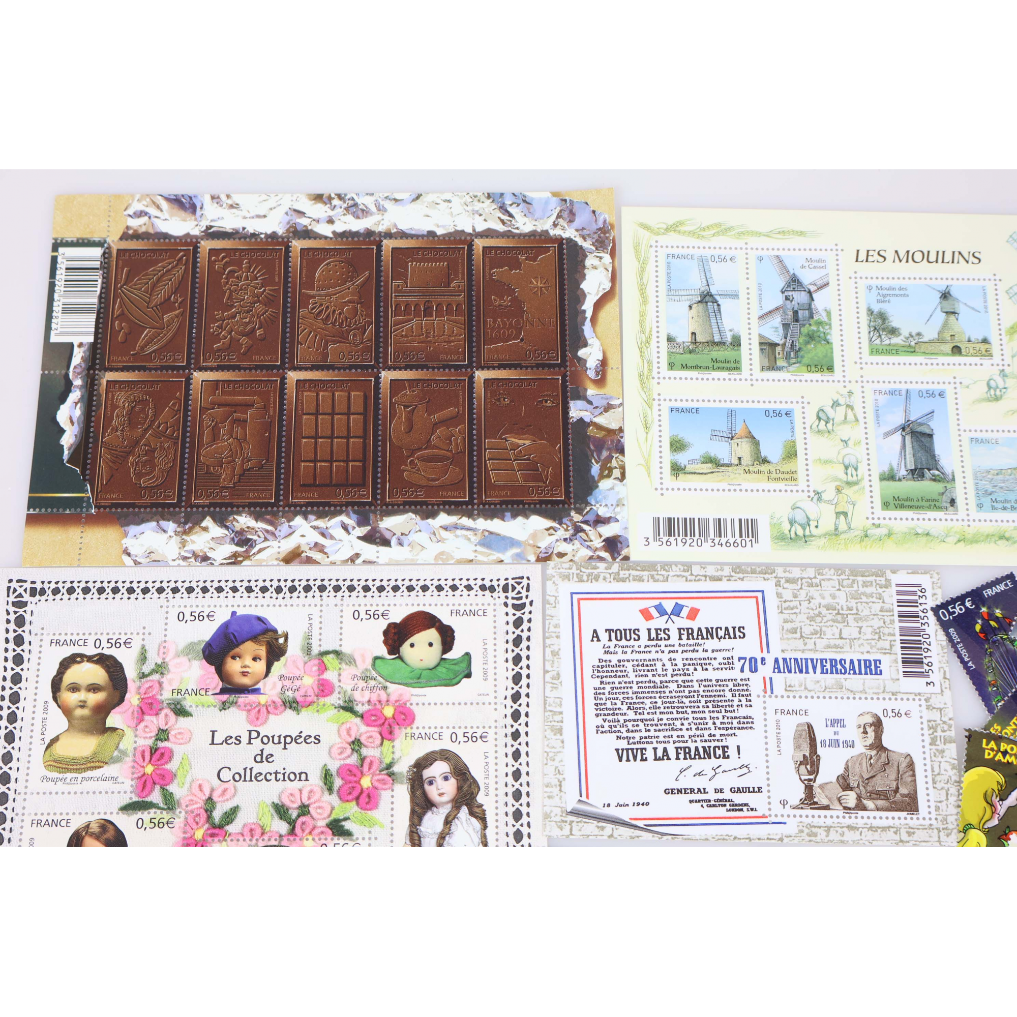 LOT DE 77 TIMBRES A 0.56€ EN BLOCS ET TIMBRES-POSTES NEUFS** FACIALE 43.12€