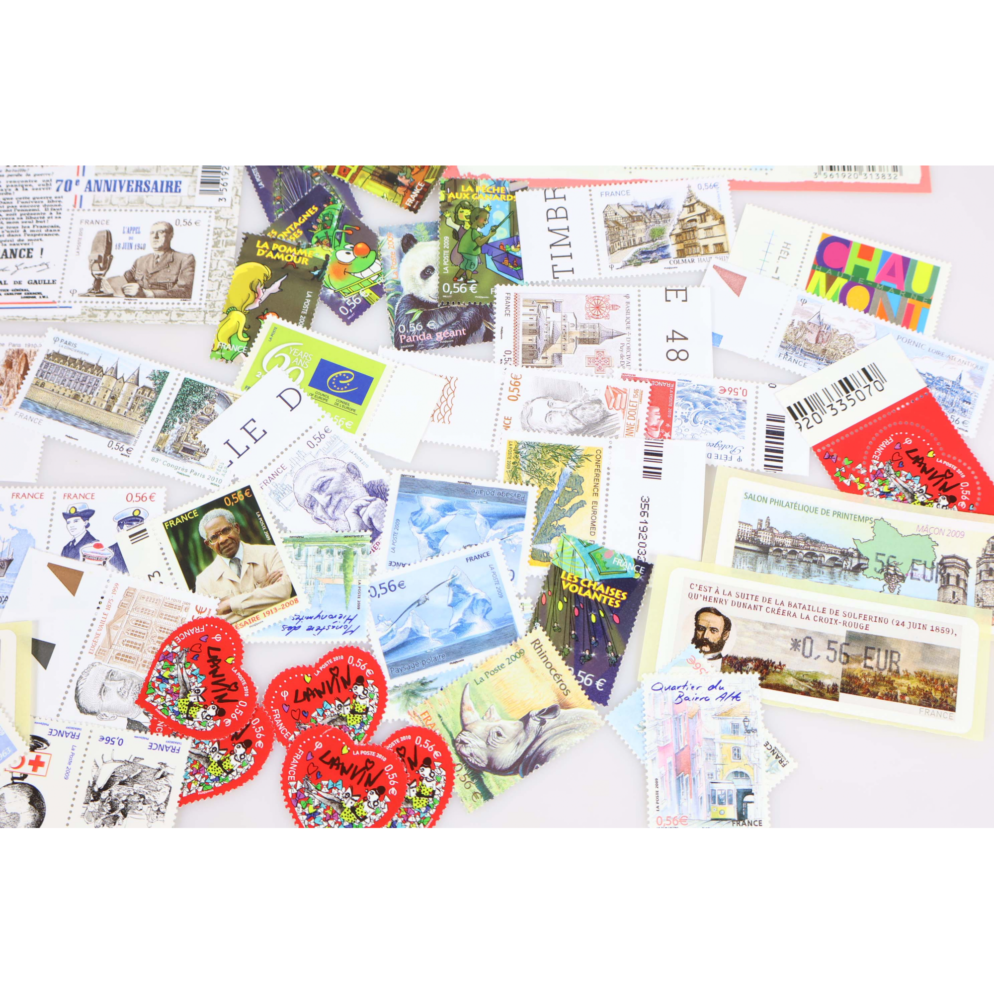 LOT DE 77 TIMBRES A 0.56€ EN BLOCS ET TIMBRES-POSTES NEUFS** FACIALE 43.12€