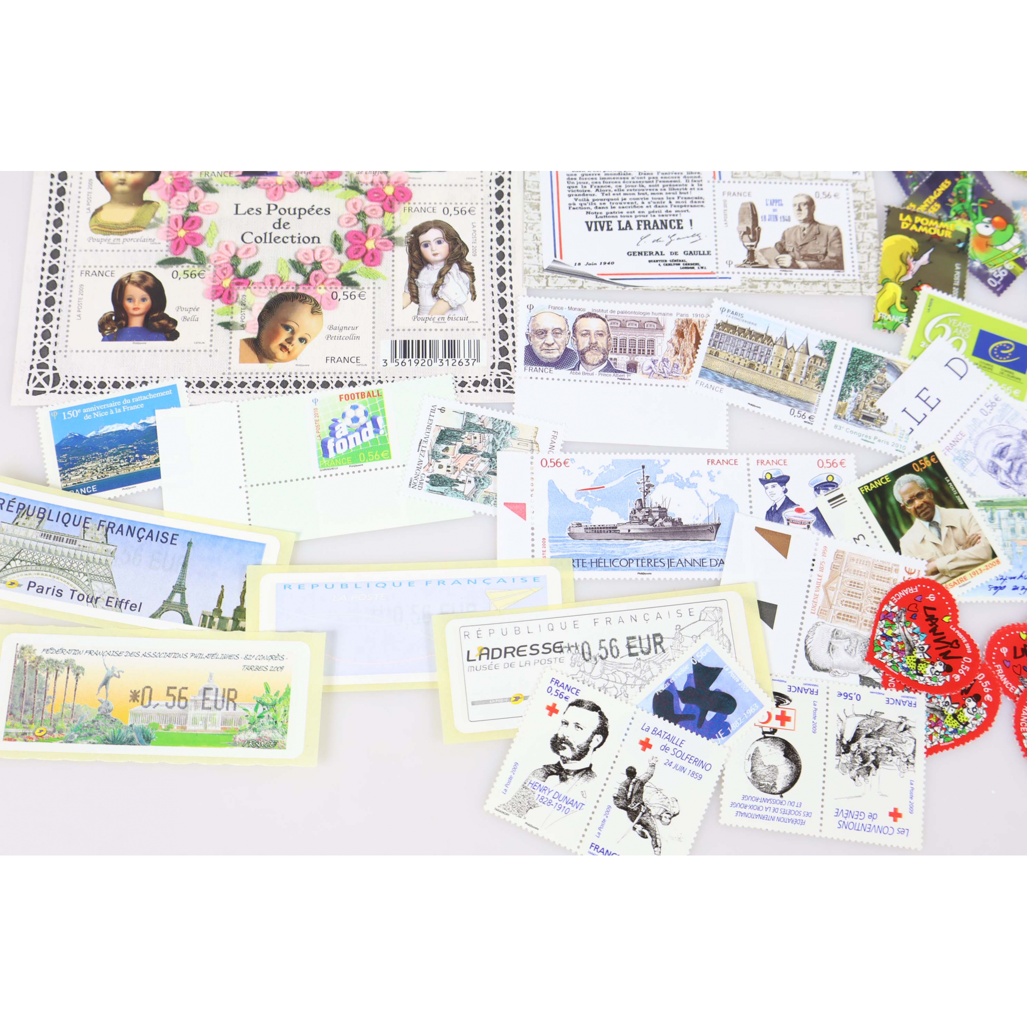 LOT DE 77 TIMBRES A 0.56€ EN BLOCS ET TIMBRES-POSTES NEUFS** FACIALE 43.12€