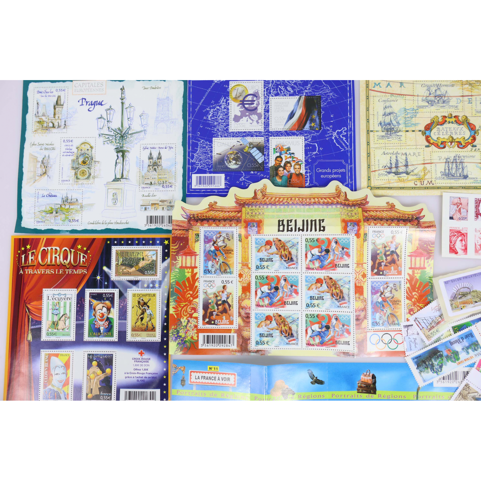 LOT DE 96 TIMBRES À 0.55€ EN BLOCS ET TIMBRES-POSTES NEUFS** FACIALE 52.8€